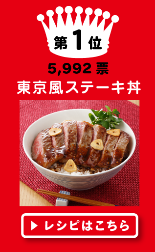 第１位　5,992票獲得　東京風ステーキ丼
