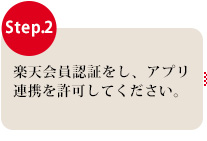 Step.2 楽天会員認証をし、アプリ連携を許可してください。