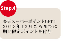 Step.4 楽天スーパーポイントGET！2013年12月ごろまでに期間限定ポイントを付与