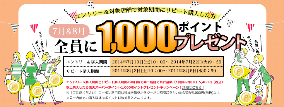 エントリー＆対象店舗でリピート購入で1,000ポイントプレゼントキャンペーン